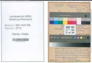 Entnazifizierung Walter Reinke , geb. 02.12.1898 (Lehrer)