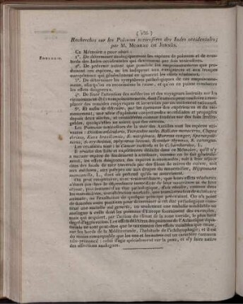 Recherches sur les Poissons toxicofères des Indes occidentales;