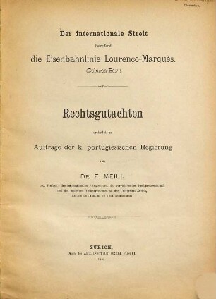 Rechtsgutachten erstattet im Auftr. d. k. portugies