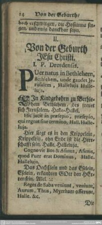 II. Von der Geburth Jesu Cchristi