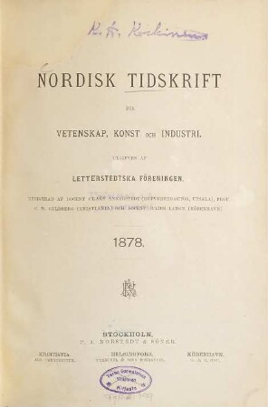 Nordisk tidskrift för vetenskap, konst och industri. 1878