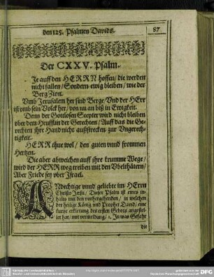 Der CXXV. Psalm