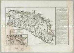 Carte Topographique et Militaire de l'Isle Minorque. Mit zwei Ansichten: Vue du Fort St. Philippe, einer Nebenkarte: (Port Mahon) und einem Fortifikationsplan: Plan du Fort St. Philippe
