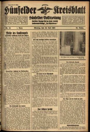 Erste Ausgabe vom Montag, den 19. Juli 1937.