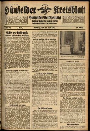 Erste Ausgabe vom Montag, den 19. Juli 1937.
