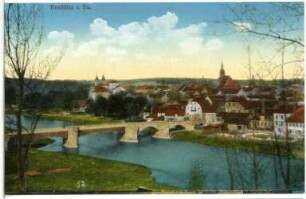 Rochlitz. Blick auf Rochlitz mit Muldenbrücke