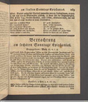 Betrachtung am sechsten Sonntage Epiphanias.