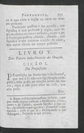 Livro V. - Das Partes indeclinaveis da Oração.