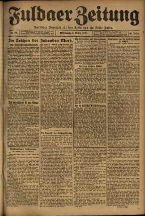 Ausgabe vom Mittwoch, den 01. März 1922.