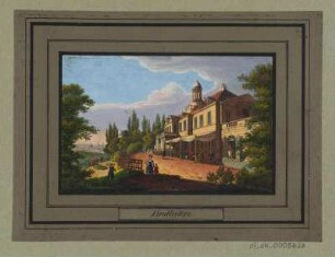 Ansicht von Findlaters Weinberg in Dresden Loschwitz, Radierung. um 1840 : Findlaters, [ca. 1840]. - 1 Kunstblatt : kol. Radierung; 10,4 x 6,7 cm