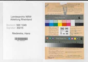 Entnazifizierung Hans Niederehe , geb. 03.06.1914 (Tierarzt)