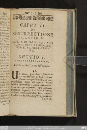 Caput II. De Resurrectione Plantarum.