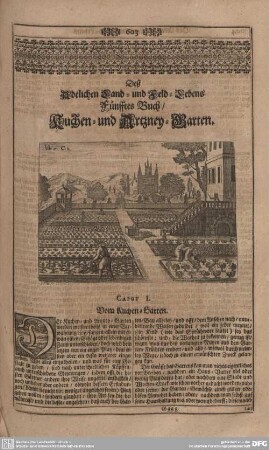 Deß Adelichen Land- und Feld-Lebens Fünfftes Buch/ Kuchen- und Artzney-Garten.