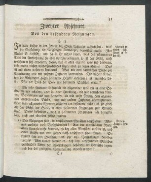 Zweyter Abschnitt. Von den besondern Neigungen.