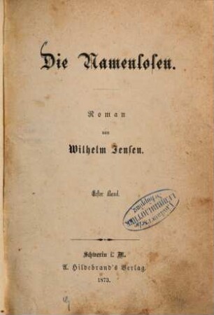 Die Namenlosen : Roman, 1. Band