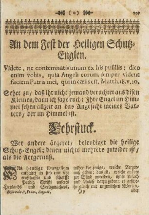 An dem Fest der Heiligen Schutz-Englen.