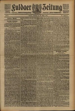 Erste Ausgabe vom Dienstag, den 30. März 1909.
