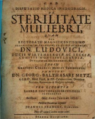 Disp. med. inaug. de sterilitate muliebri