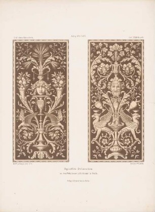 Sgraffito-Dekoration im Wohnhaus Heckmann, Berlin: Ansichten (aus: Architektonisches Skizzenbuch, H. 128/5, 1874)