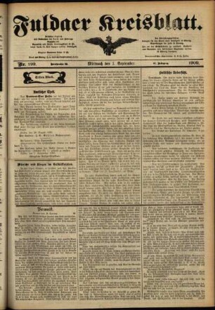 Erste Ausgabe vom Mittwoch, den 01. September 1909.
