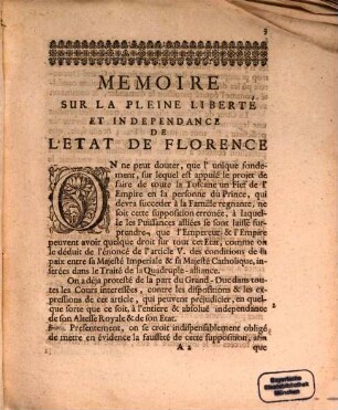 Mémoire sur la liberté de l'état de Florence