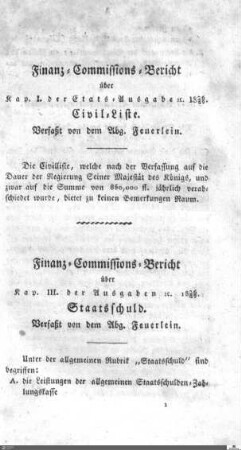 Berichte über den Haupt-Finanz-Etat 1826-1829: Ausgaben