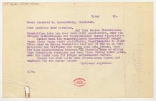 Brief an Heinrich Spangenberg : 07.05.1920