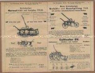 Dreischariger Normal-Schäl- und Saatpflug NNLH. / Schäl- und Saatpflug NLH. und Cultivator GV.