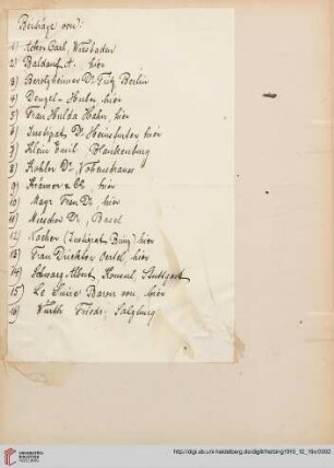 [Liste der Personen, die Objekte eingeliefert haben]