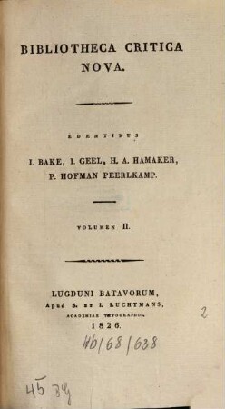Bibliotheca critica nova. 2. 1826