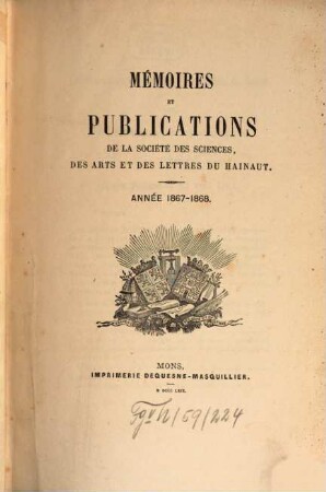Mémoires et publications. 3. 1867/68 (1869)