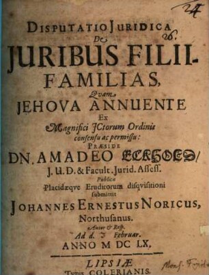 Disp. iur. de iuribus filii familias