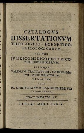 Continuatio IV. Lipsiae M DCC XXXIV.
