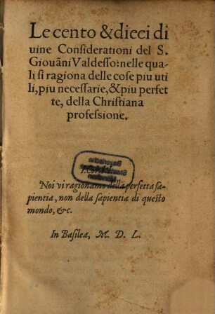 Cento et dieci divine Considerationi