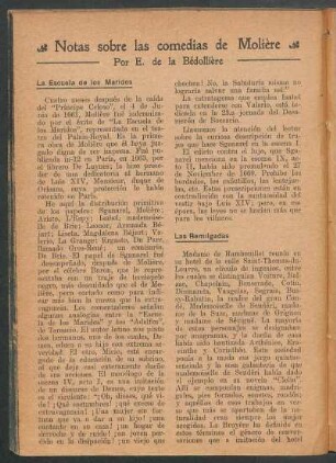 Notas sobre las comedias de Molière
