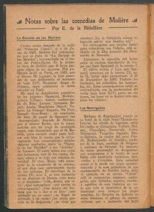Notas sobre las comedias de Molière