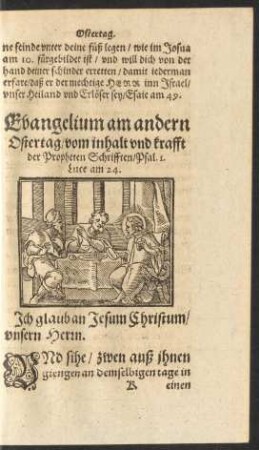 Evangelium am andern Ostertag/ vom inhalt und krafft der Propheten Schrifften ...
