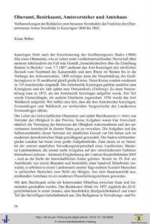 Oberamt, Bezirksamt, Amtsvorsteher und Amtshaus
