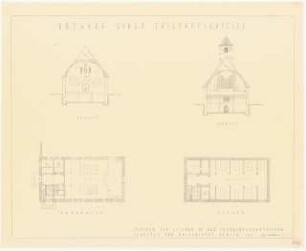 Friedhofskapelle: Grundrisse EG, Keller, Schnitte