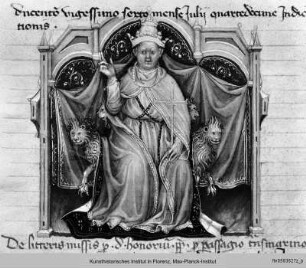 Papst Honorius III. auf dem Thron - Cronaca Malabajla