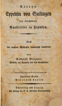 Ritter Eppelein von Gailingen der furchtbare Raubritter in Franken, 2