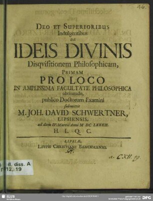 De ideis divinis disquisitionem philosophicam