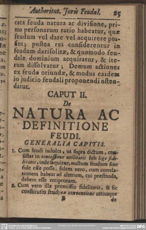 Caput II. De Natura Ac Definitione Feudi