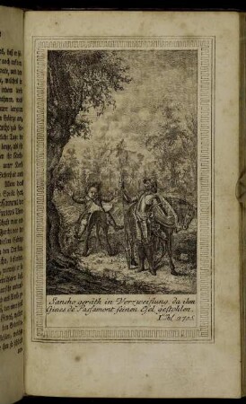 Sancho geräth in Verzweiflung, da ihm Gines de Passamont seinen Esel gestohlen.