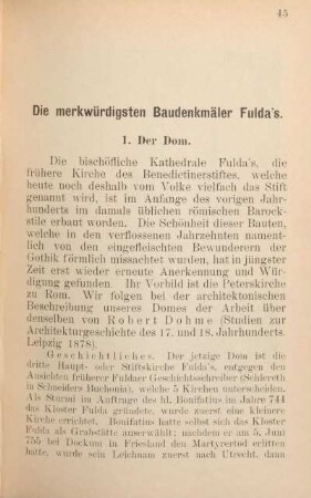 Die merkwürdigsten Baudenkmäler Fulda's.