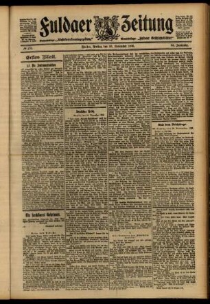 Erste Ausgabe vom Freitag, den 30. November 1906.