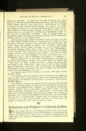 Bodenanbau und Viehstand in Schleswig=Holstein.