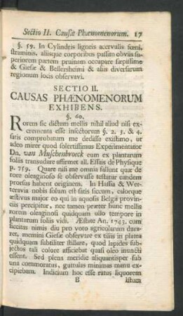 Sectio II. Causas Phaenomenorum Exhibens.
