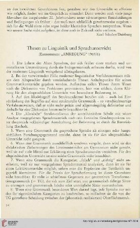 14: Thesen zu Linguistik und Sprachunterricht