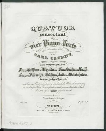 Pianoforte [III] vorgetragen von Frau Gräfinn v. Taaffe